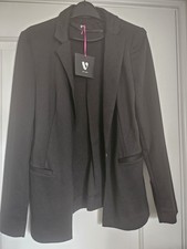 Women's Fitted Jersey Style Smart Jacet Black Size 10