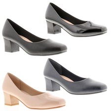 Ladies Court Shoes Wide Fit | Mid Block Heel | Casual, Formal & Office Workwear