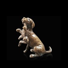 Labrador with Teddy Bronze Foundry Cast Detailed Sculpture Butler & Peach [2074]