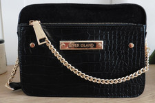 River Island Black Crossbody Bag Patent Snakeskin