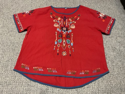 Vintage red embroidered - red,