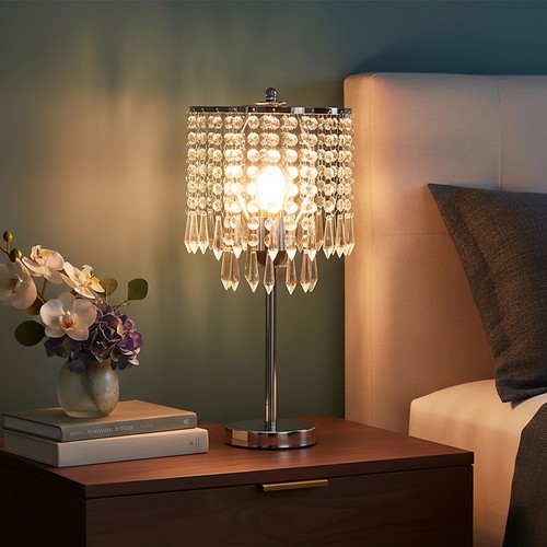 Crystal table lamp chrome - lamp, base