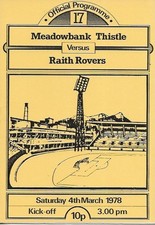 Meadowbank Thistle (Defunct) v Raith Rovers (Promoted) SL 4th March 1978