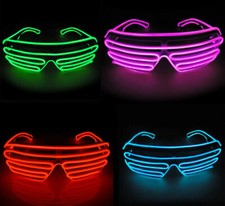 LED Neon Light El Wire Shutter Glasses Frame Black Music, for Concert Live, lot