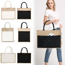 Initial Canvas Jute Tote Bags