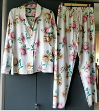 Cyberjammies Nora Rose Lydia Cream Pink Green Floral Long Sleeve Pyjamas Size 14
