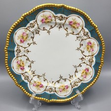 Vtg Limoges France Porcelain Salad / Luncheon Plate Gold Gilded Trim & Floral