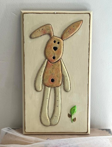 Wooden rabbit wall - wooden, 3d
