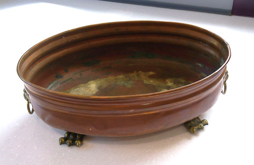 Antique copper planter oval - antique,