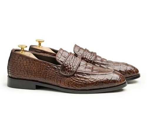 Handmade men brown crocodile