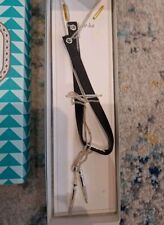 Stella & Dot Pave Del Mar Lariat-Genuine Black Leather Brand New In Original Box