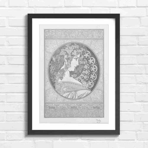 Art nouveau woman ivy - art,