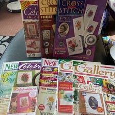Bundle 8 X Vintage Cross Stitch Magazines,5 Have A Free Kit Still On Them