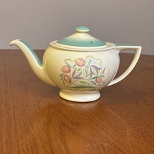 Susie Cooper DRESDEN SPRAY (green) Rex shape teapot, 12cms. Vintage original.