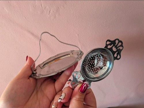 Vintage ornate tea strainer - ornate, &