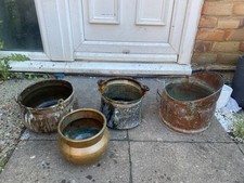 4 Old Copper Pots Antique