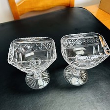 2 x Beautiful Stemmed Cut Glass Dessert Dishes