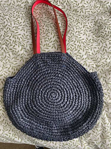 Joules round woven straw - woven, tote