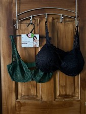 Two Ladies Bra’s Tu Non Padded  Green & M&Co Black Lace Bralette Both Underwire 