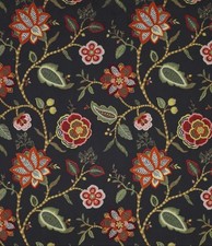 Jane Churchill floral Havana Paradiso remnant black embroidered linen red green 