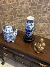 Dolls House 1/12 Scale Miniature Oriental Ornament Set Vase Buddha Teapot