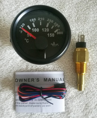 52mm black oil temp - black, gauge