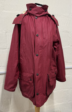 John Partridge Maroon Red/Orange Cotton Wax Jacket Coat Detachable Hood Size M