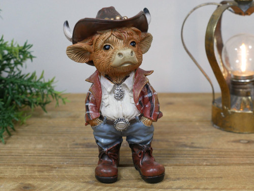 Highland cow cowboy figurine - cowboy,