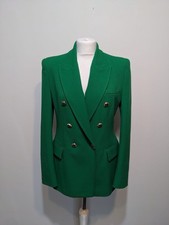 Zara Classic Green Double Breasted Blazer Jacket Size M