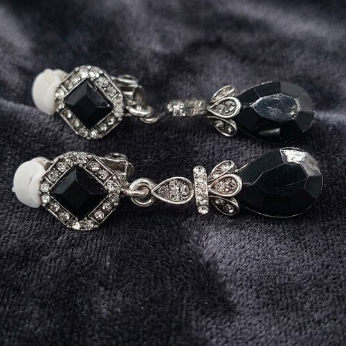 Clip earrings vintage black - on,