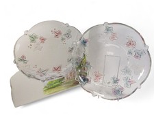 Waltherglas Kensington Glass Plate With Coloured Leaf Design Engraved "40 Years"