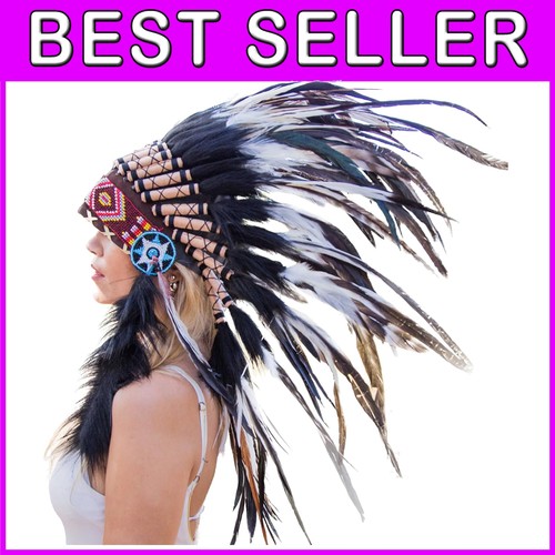 Unisex feather war bonnet with - feather,