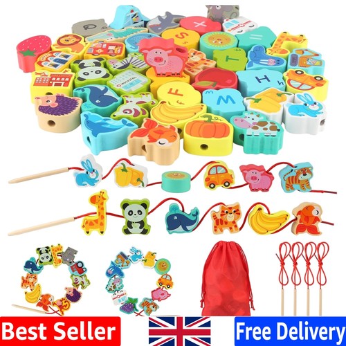 42pcs wooden threading beads - 42pcs,