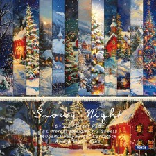 24Pcs 6'' Snowy Christmas Night Paper Pad Scrapbooking Journal Card Making Craft