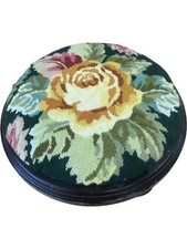Vintage Wooden Round Footstool