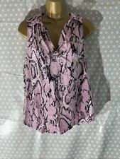 Womens River Island Petite Uk 12 Pink Mix Snakeskin Sleeveless Blouse Shirt Top