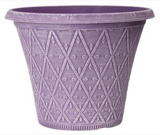 Plastic Round Garden Plant Pot Flower Pots Planter Pastel Shades Criss Cross 12"