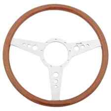 Steering Wheel Moto-Lita Mk9 Rim 14 Mahogany Polished Spokes Holes Flat