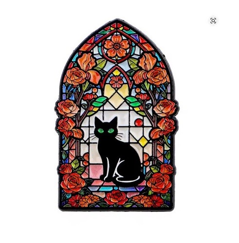 Black cat stained glass - cat,