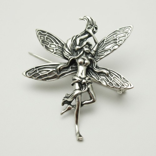 Sterling silver brooch fairy - brooch,