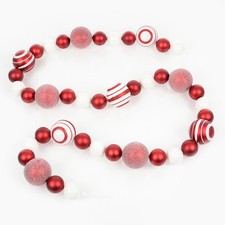 Christmas Bauble Garland Red White 1.8m Shatterproof Decoration Mantelpiece new
