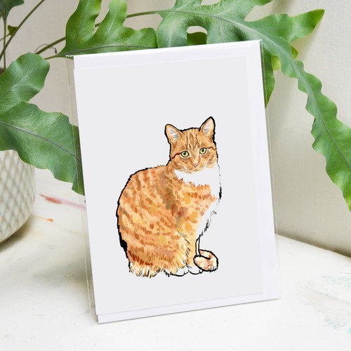 Ginger tabby birthday card - birthday,