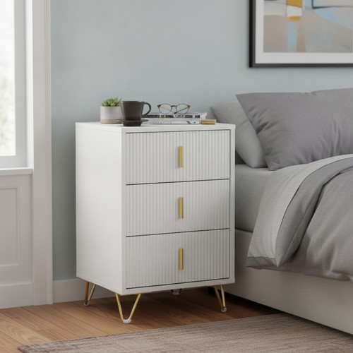 White bedside table nightstand - white,