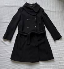 Jigsaw Black Overcoat 90% Wool