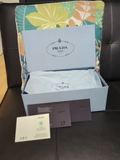 Light Blue Prada Gift Box With Tissue Paper And Cards 30x17x11cm