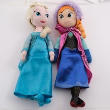 Elsa & Anna Plush w/ Cape Frozen Disney Dolls Posh Paws 11" Soft Toy Bundle Set