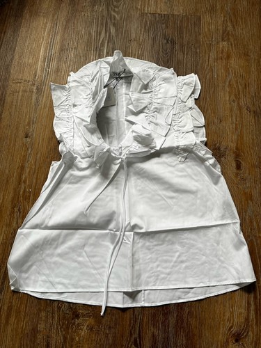 Zara white ruffle neck - zara,