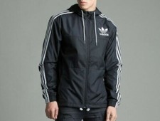 ADIDAS ORIGINALS FIREBIRD BLACK WHITE CALIFORNIA WINDBREAKER HOODIE TOP JACKET