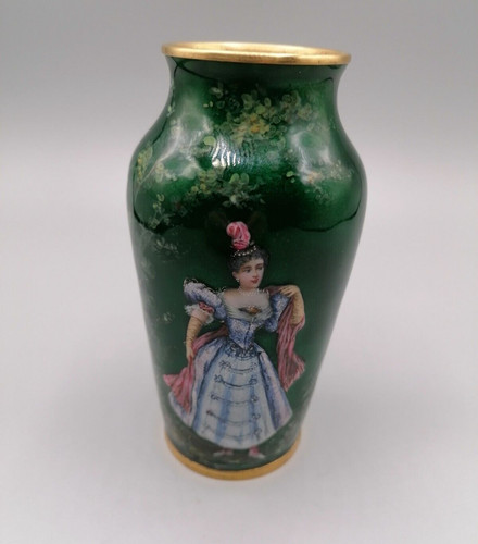 Antique enamel vase probably - antique,