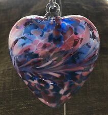 Purple Spiral Blown Glass Friendship Heart Keepsake Hanging Ornament 8cm Sienna